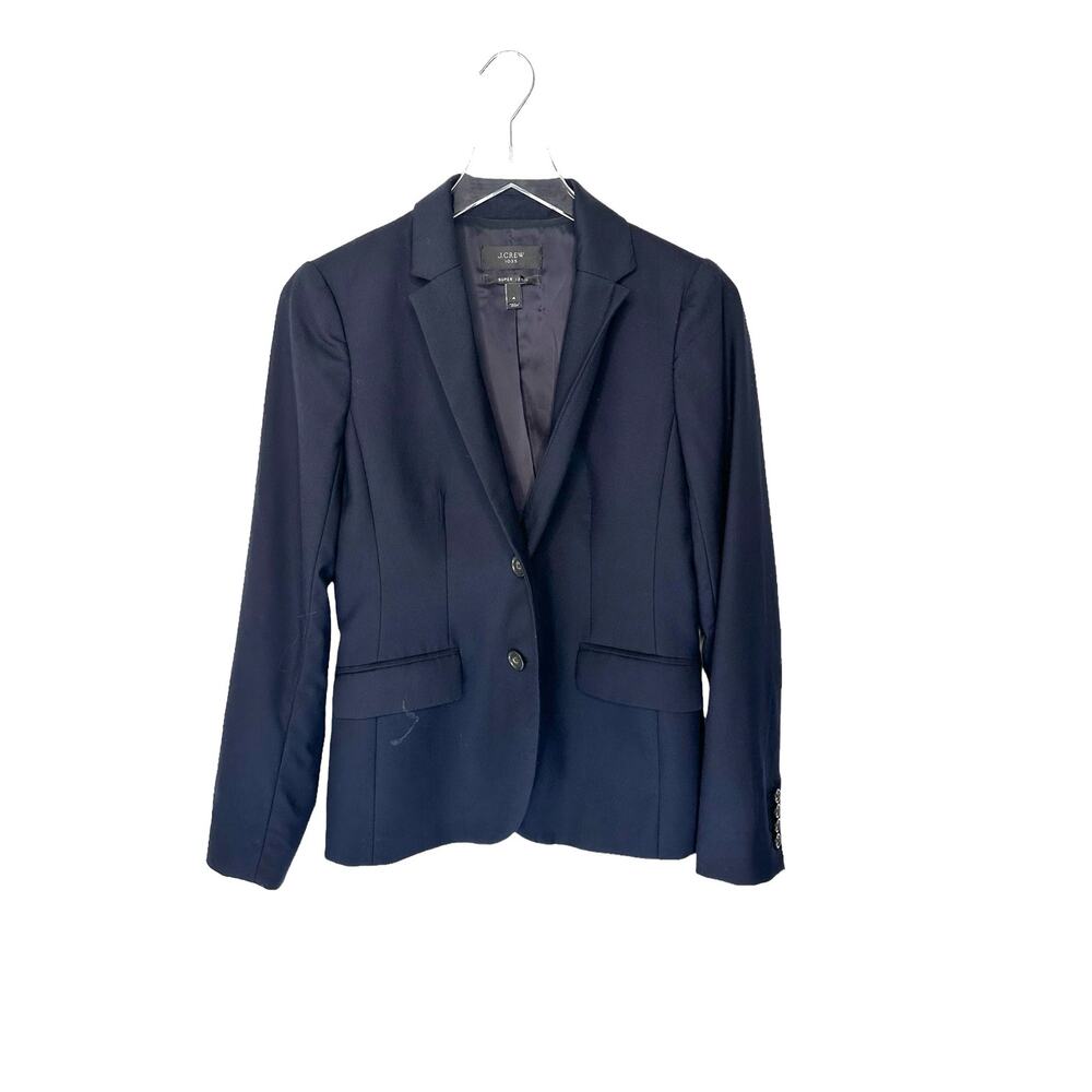 J.Crew Super 120s‎ Navy Blue Wool Blazer Size 4 Office Career Work Business